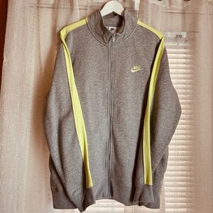 Nike Men's Zip-Up Sweater in Gray and lime (neon)